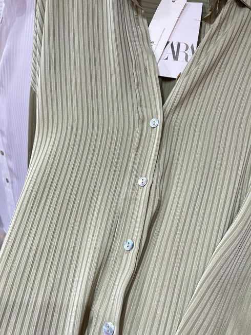 Striped Drop Shoulder Button Down Shirt